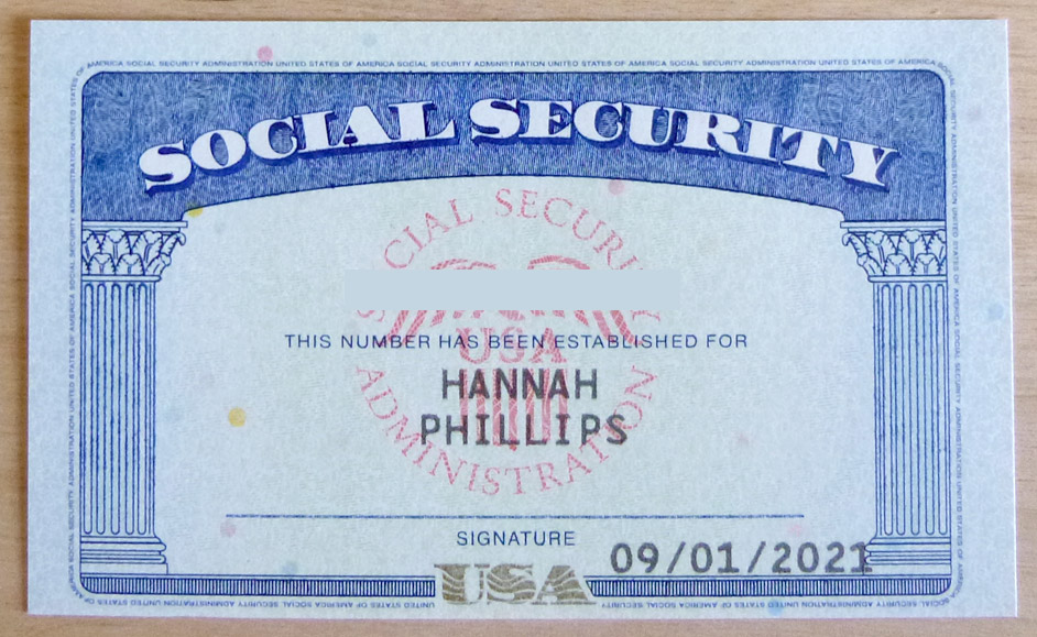 genuine United States of America social security card